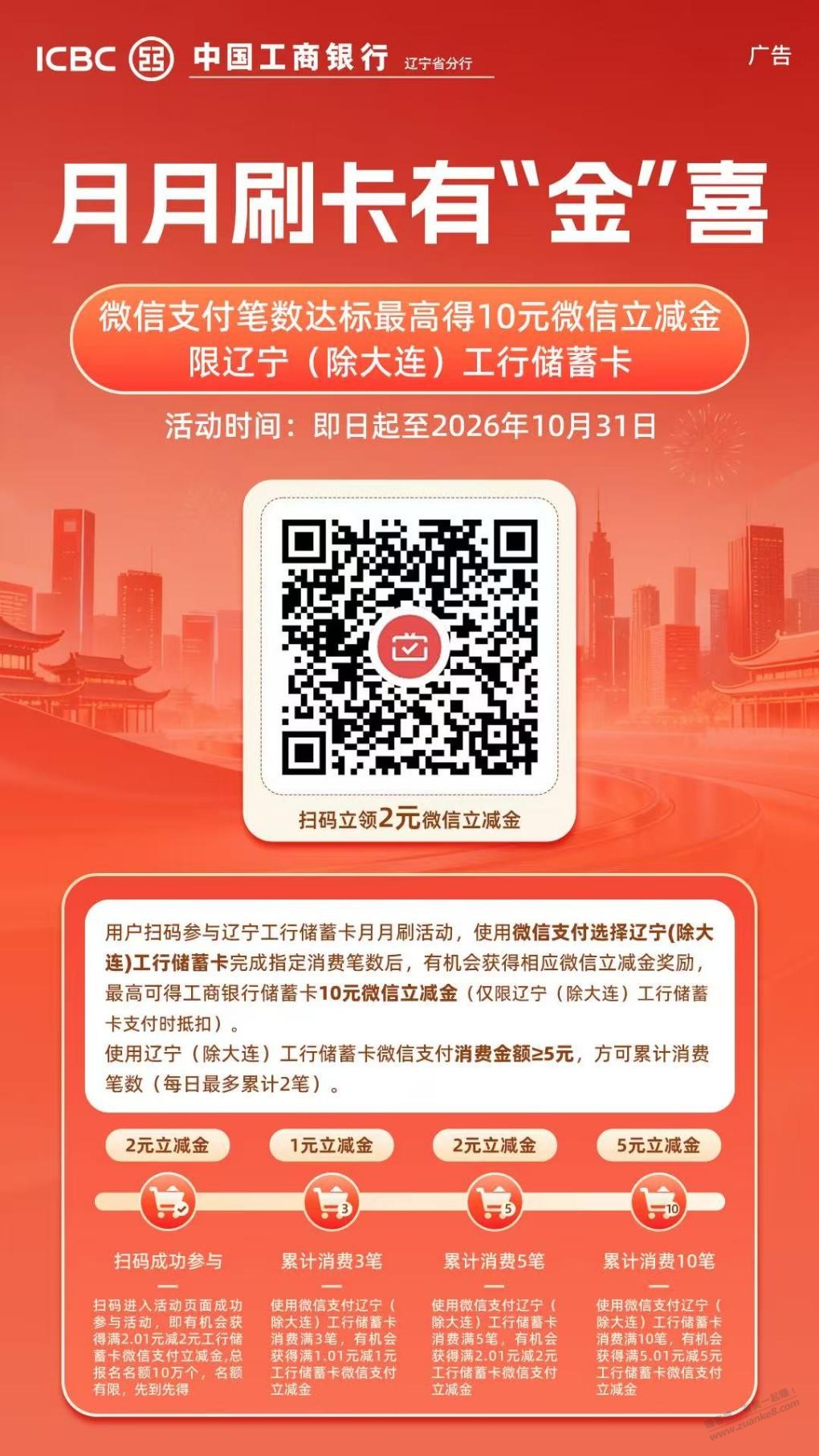 辽宁工行月月刷(10元刷卡金)-资源V站